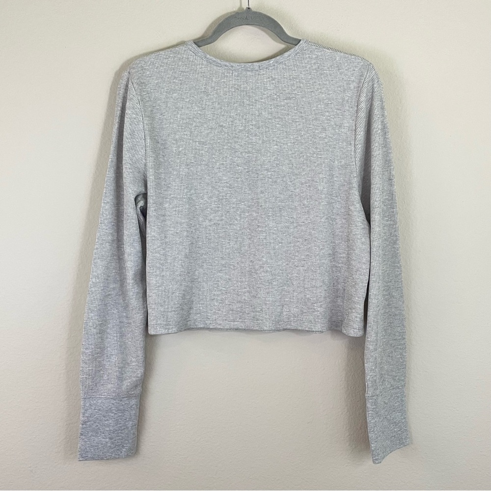 Nuuds Gray Micro Waffle Long Sleeve Crop Top Size XXL - Picture 5 of 6